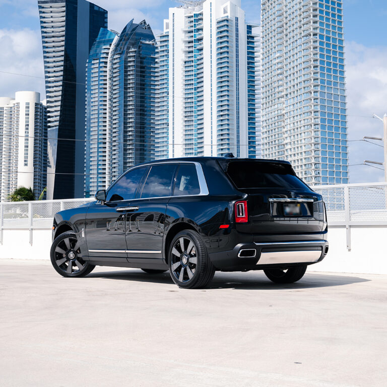 Black Rolls-Royce Cullinan luxury SUV rental in Miami